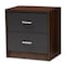 Baxton Studio Hansel Modern 2-Drawer Dark Brown and Dark Grey Finished Nightstand 147-8259 - alternate 1